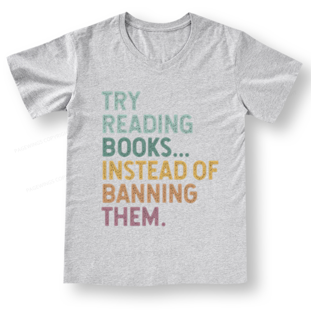 PagewingsTry Reading Books V-neck T-shirt