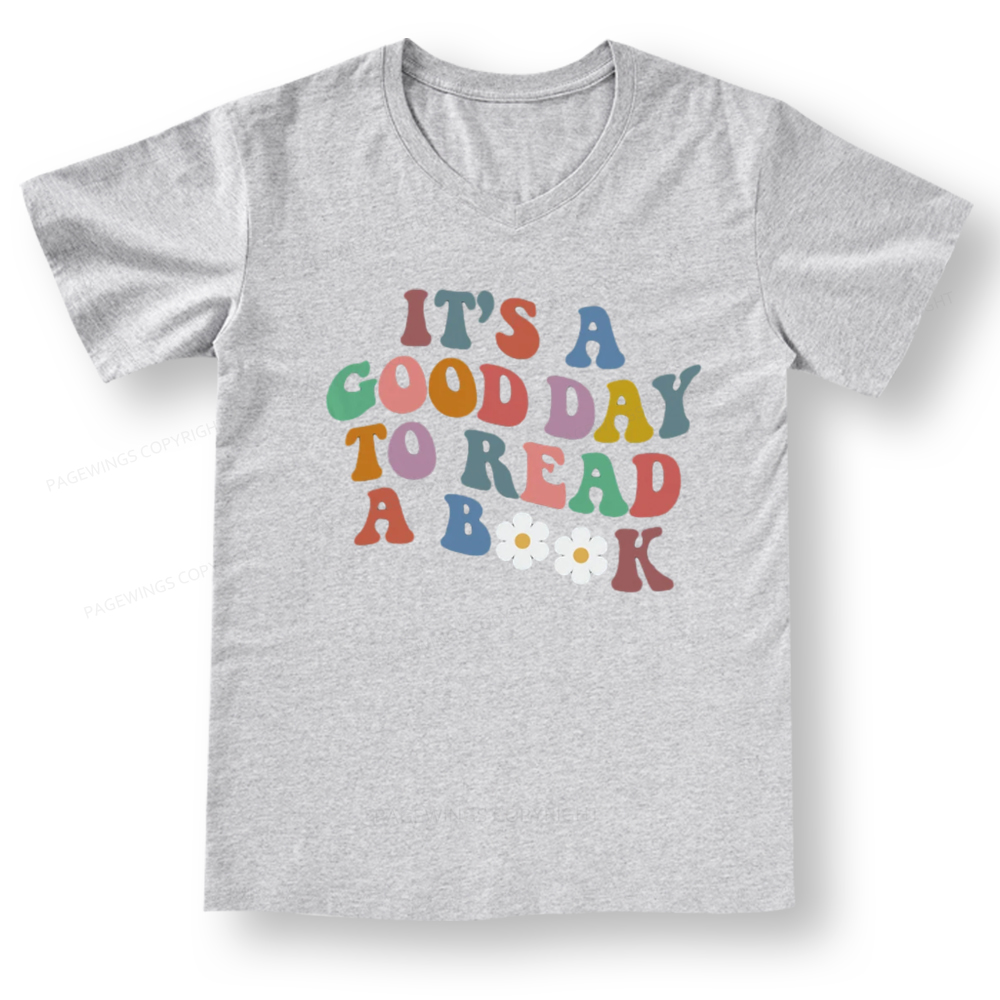 Pagewings It's A Good Day To Read A Book V-neck T-shirt