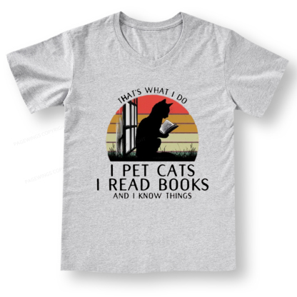 Pagewings Cat And Book V-neck T-shirt