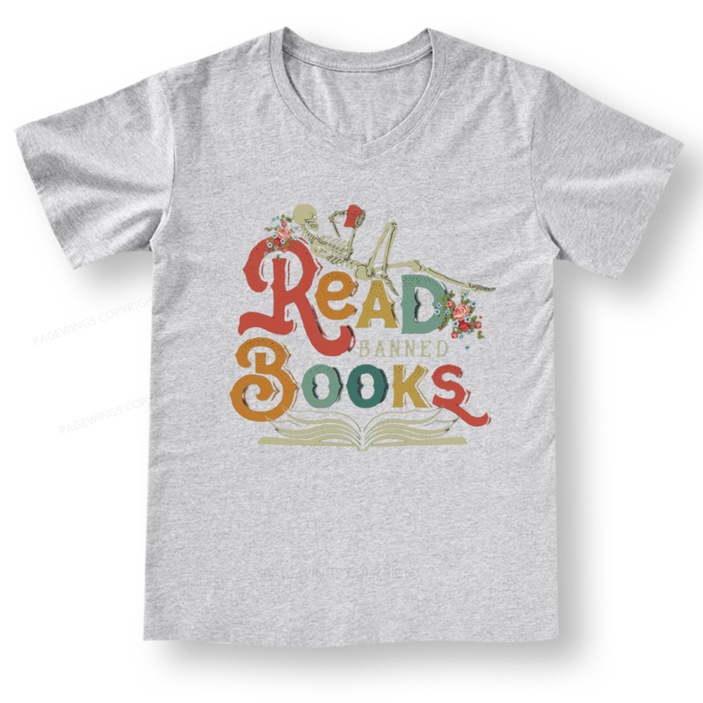Pagewings Read Banned Books V-neck T-shirt