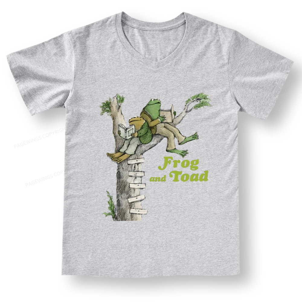 Pagewings Frog and Toad Old Book V-neck T-shirt