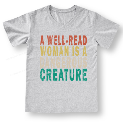 Pagewings A Well-Read Woman Is A Dangerous Creature V-neck T-shirt