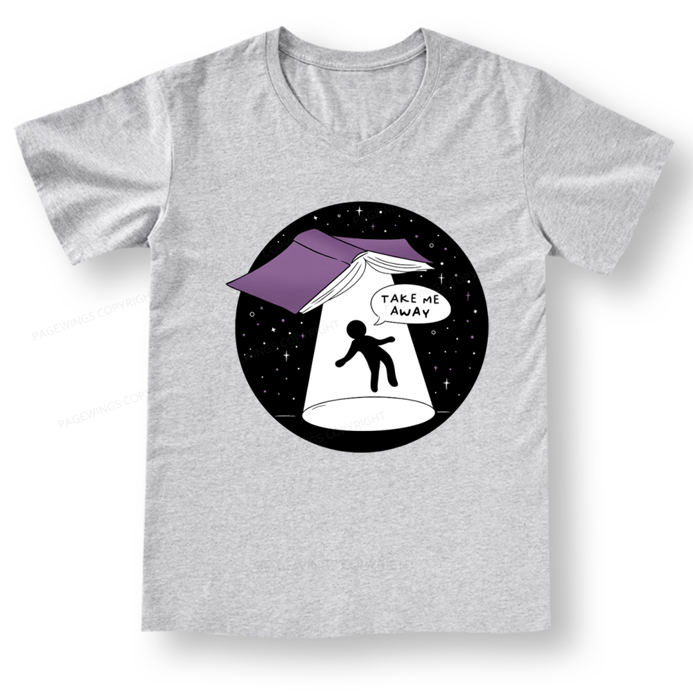 Pagewings Take Me Away Books V-neck T-shirt
