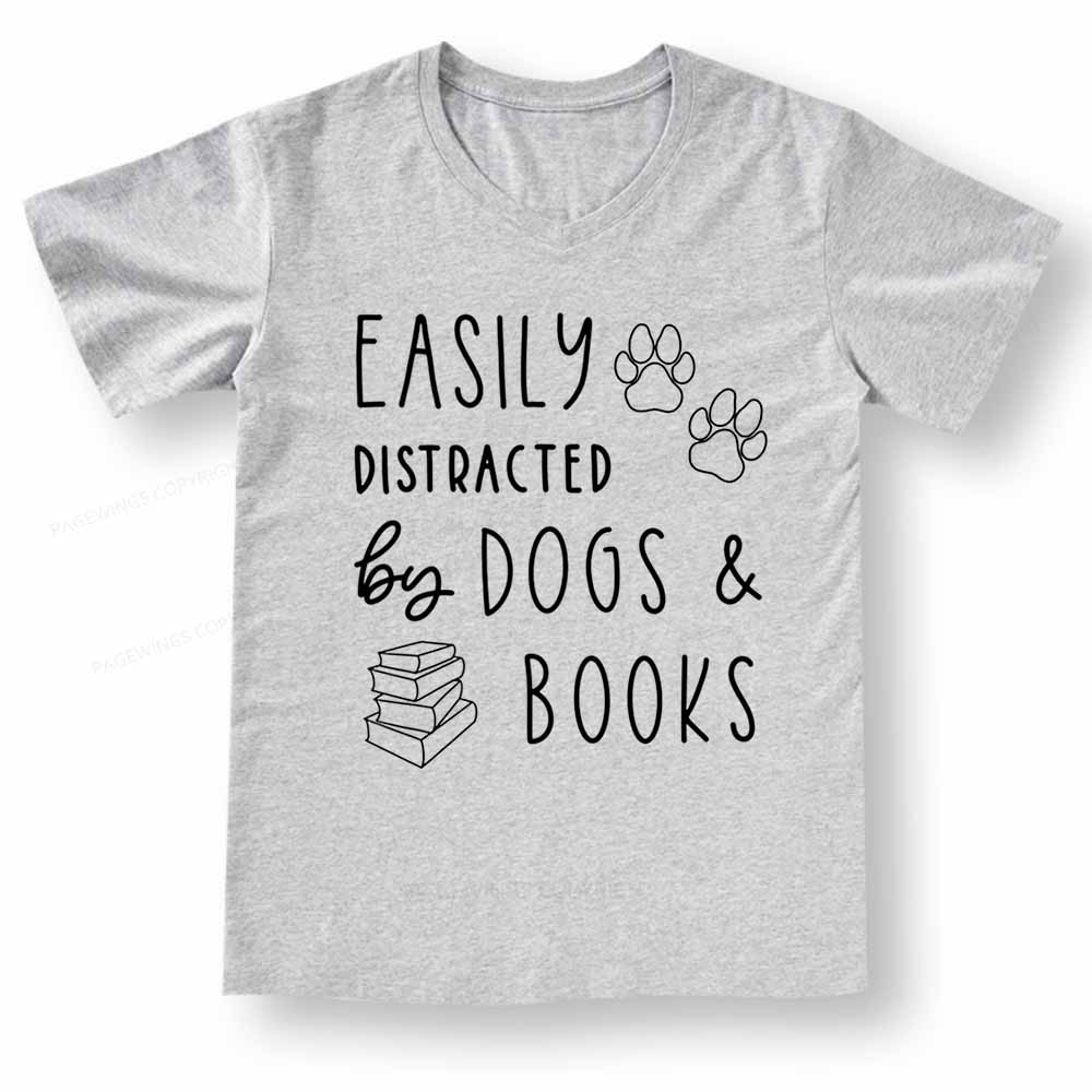 Pagewings Dogs And Books V-neck T-shirt