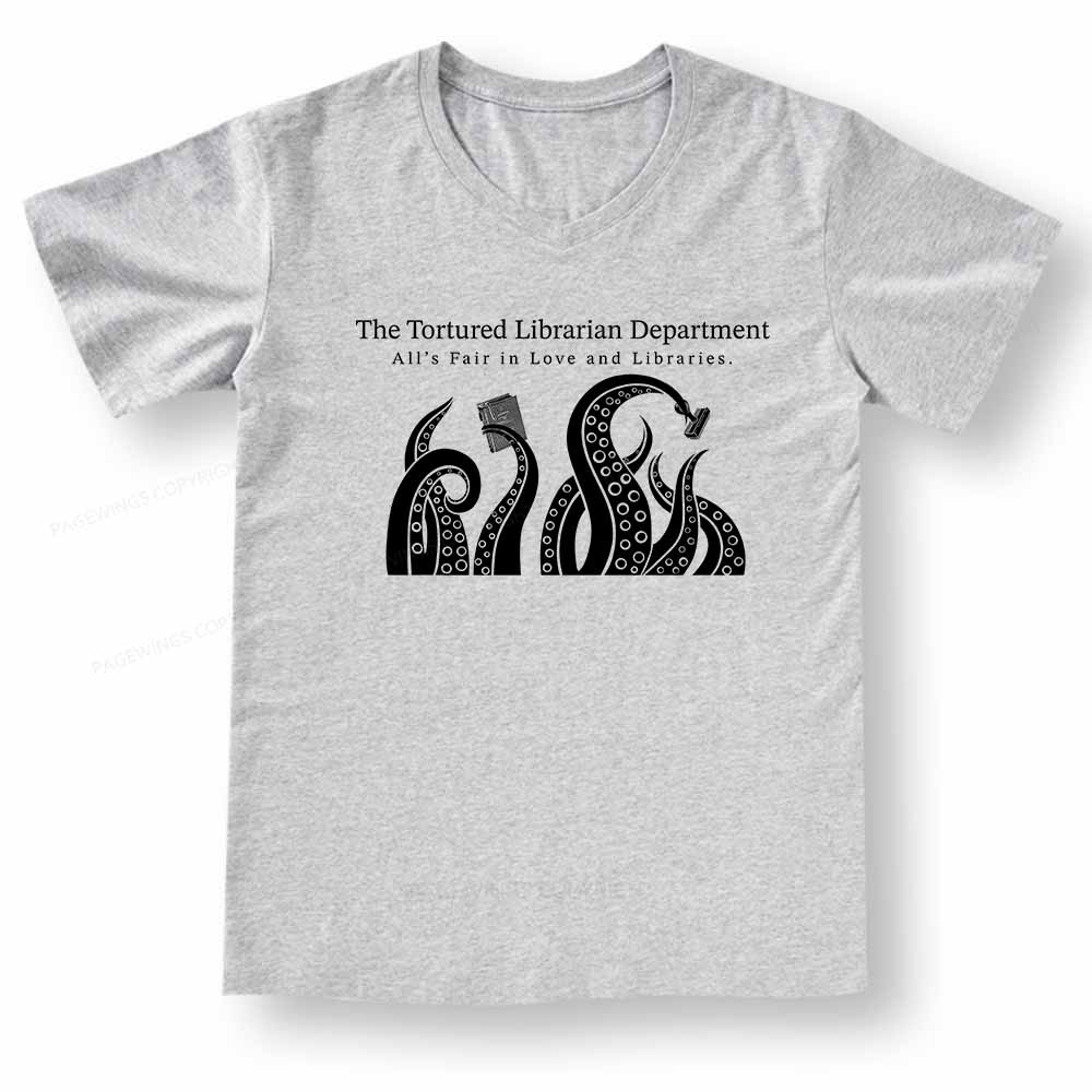 Pagewings The Tortured Librarian Department V-neck T-shirt 