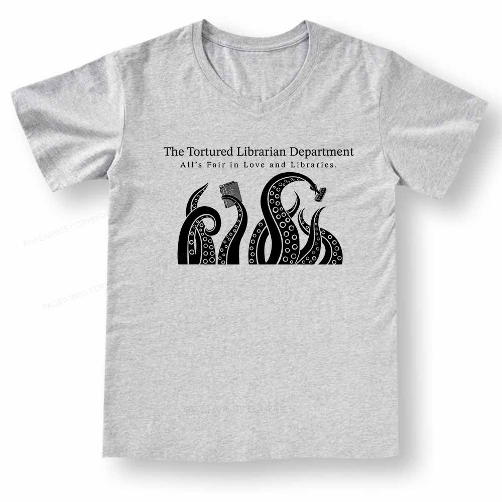 Pagewings The Tortured Librarian Department V-neck T-shirt
