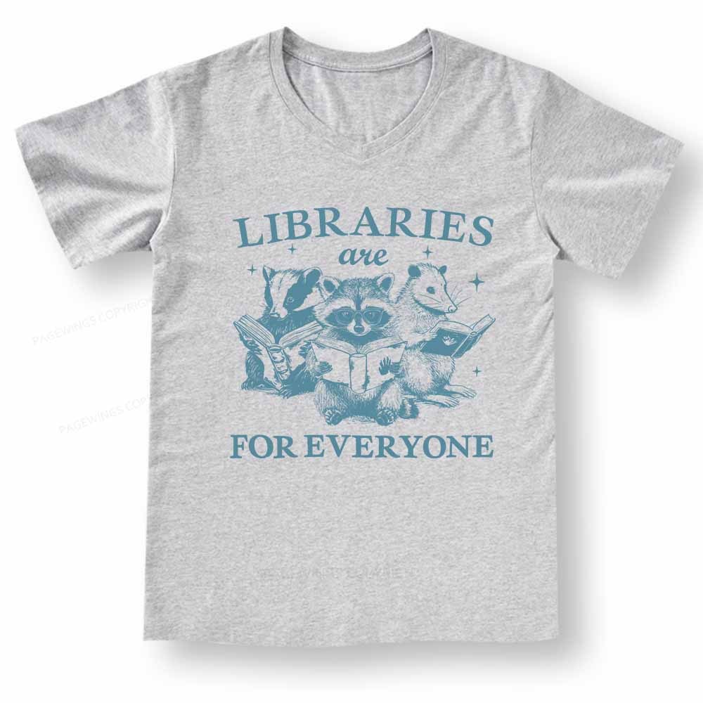 Pagewings Libraries Are For Everyone V-neck T-shirt