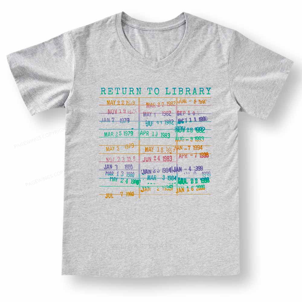 Pagewings Vintage Library Rainbow V-neck T-shirt