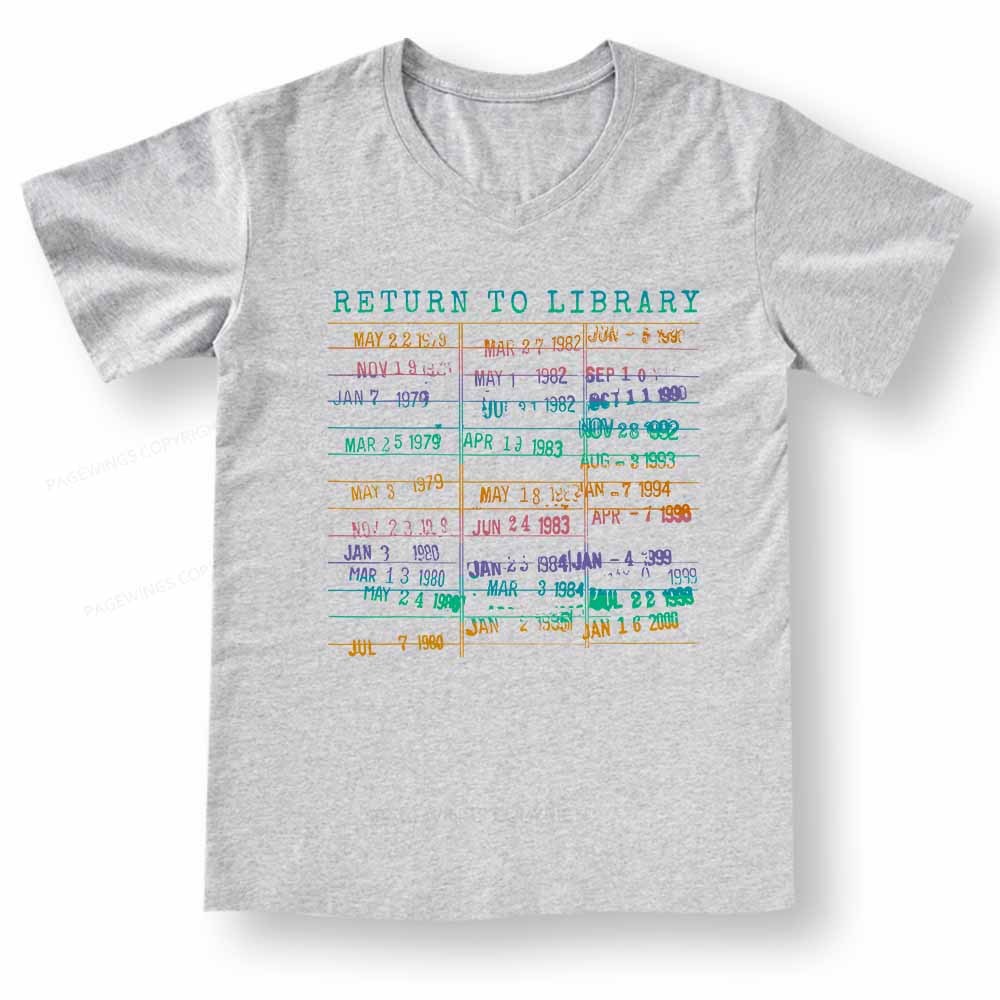 Pagewings Vintage Library Rainbow V-neck T-shirt