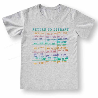 Pagewings Vintage Library Rainbow V-neck T-shirt