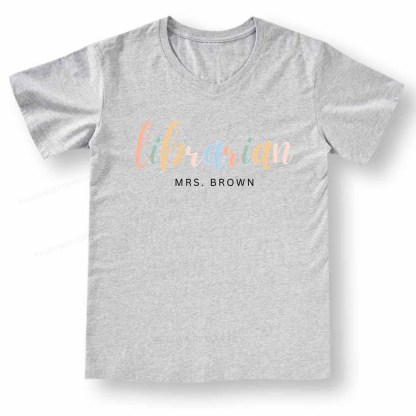 Pagewings Vintage Library Rainbow V-neck T-shirt