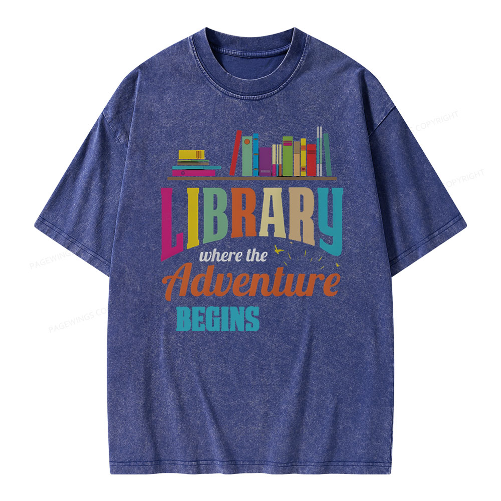 Pagewings Library Fan - book lovers Librarian Reader T-Shirt Unisex Washed T-shirt