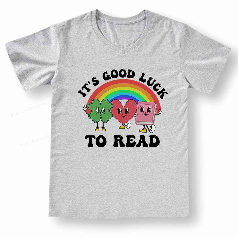 Pagewings St. Patrick's Day Librarian V-neck T-shirt