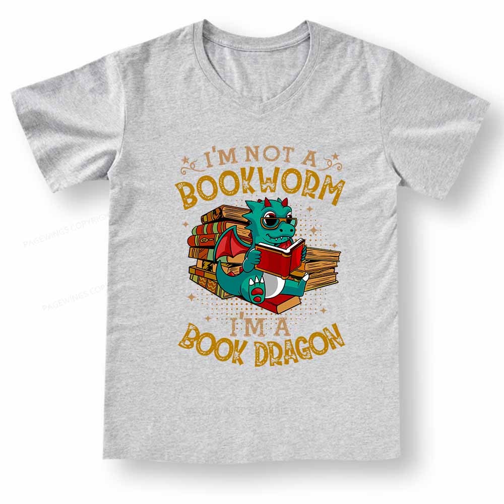 Pagewings Book Dragon V-neck T-shirt
