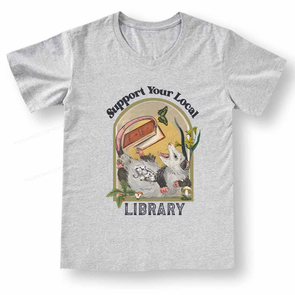 Pagewings Library Readers Make Leaders Jersey Short Sleeve Tee V-neck T-shirt 