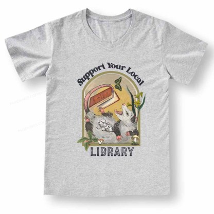 Pagewings Library Readers Make Leaders Jersey Short Sleeve Tee V-neck T-shirt 