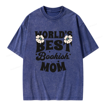 Pagewings World's Brsy Bookish Mom Unisex Washed T-shirt