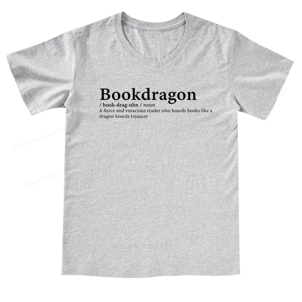 Pagewings Bookdragon: Journey Through Words book lover V-neck T-shirt