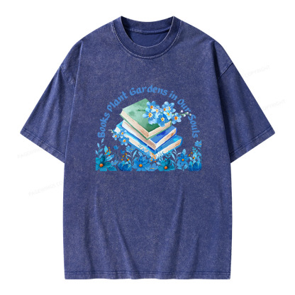Pagewings Books Plant Gardens In Our Souls Unisex Washed T-shirt