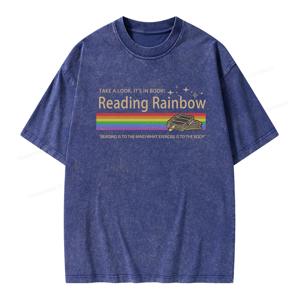 Pagewings Reading Rainbow Unisex Washed T-shirt