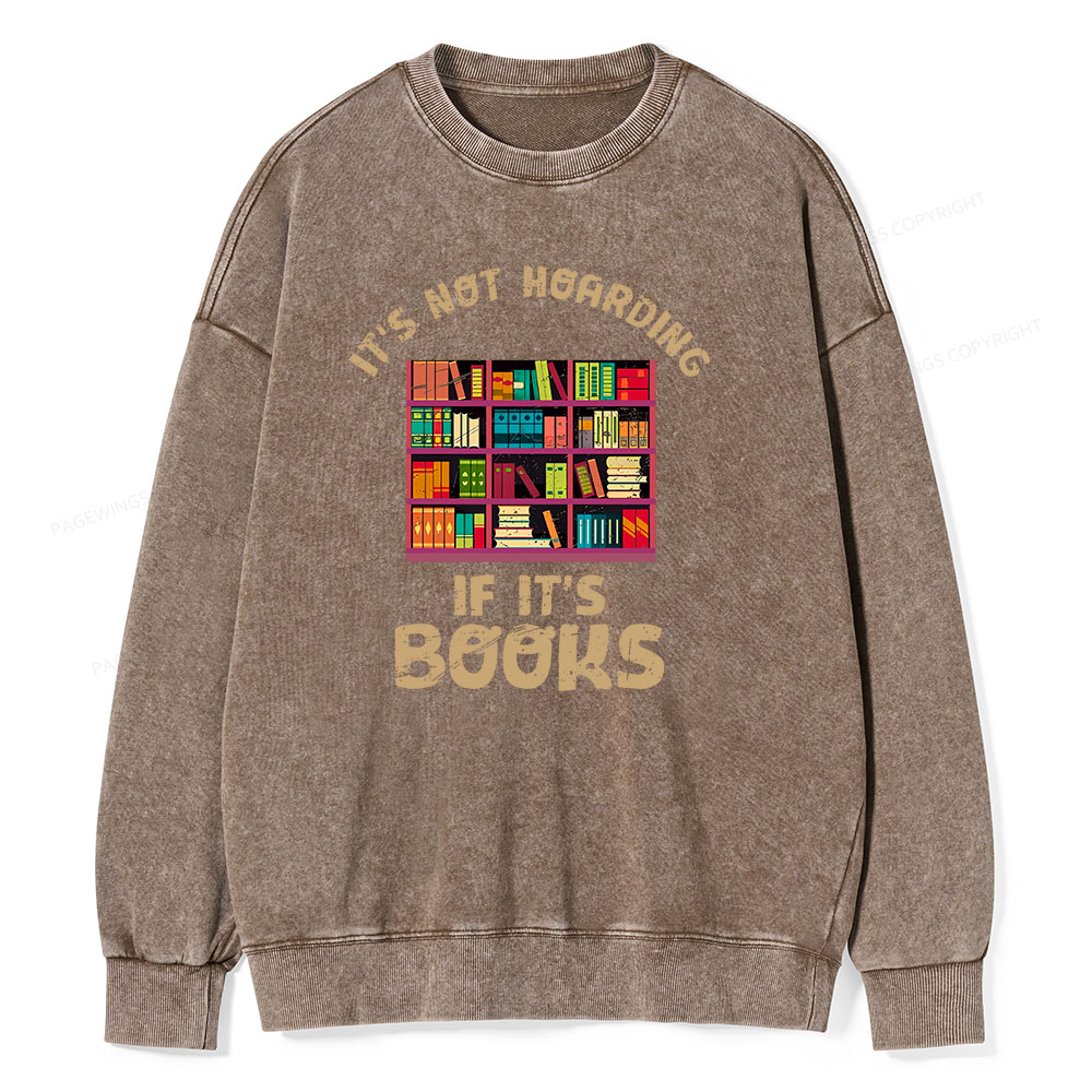 Pagewings Bookshelf Set Of Stacks Of Books Stock Unisex Washed Sweatshirt