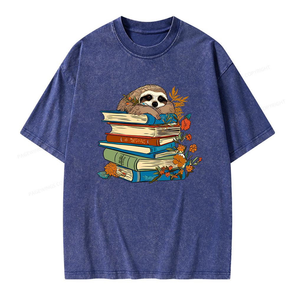 Pagewings Sloth And Stories Unisex Washed T-shirt