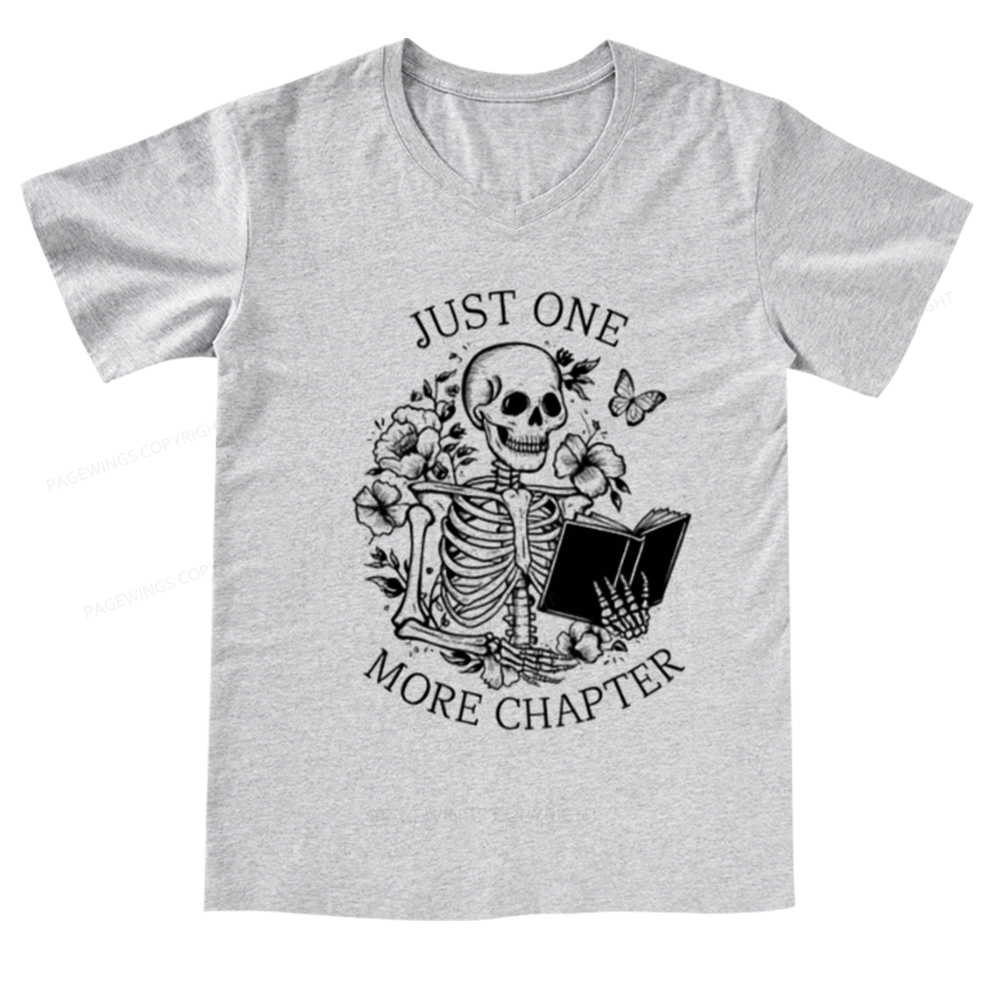 Pagewings One More Chapter Skeleton V-neck T-shirt