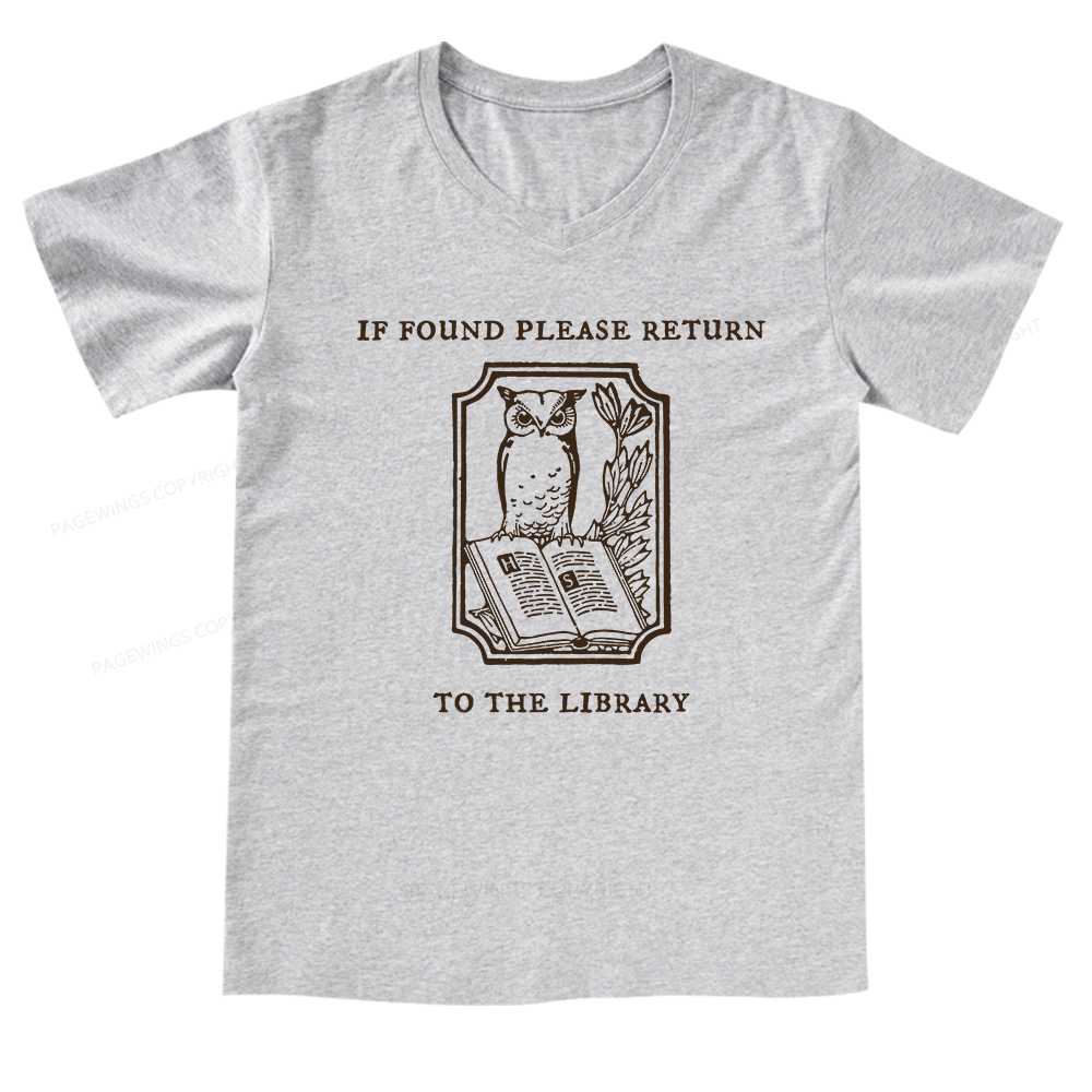 Pagewings Librarian Gift Owl Book Shirt V-neck T-shirt