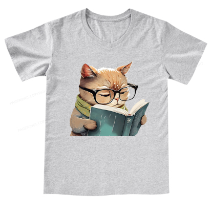 Pagewings Animals Reading Books V-neck T-shirt
