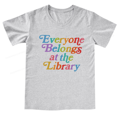 Pagewings Everyone belongs at the library V-neck T-shirt