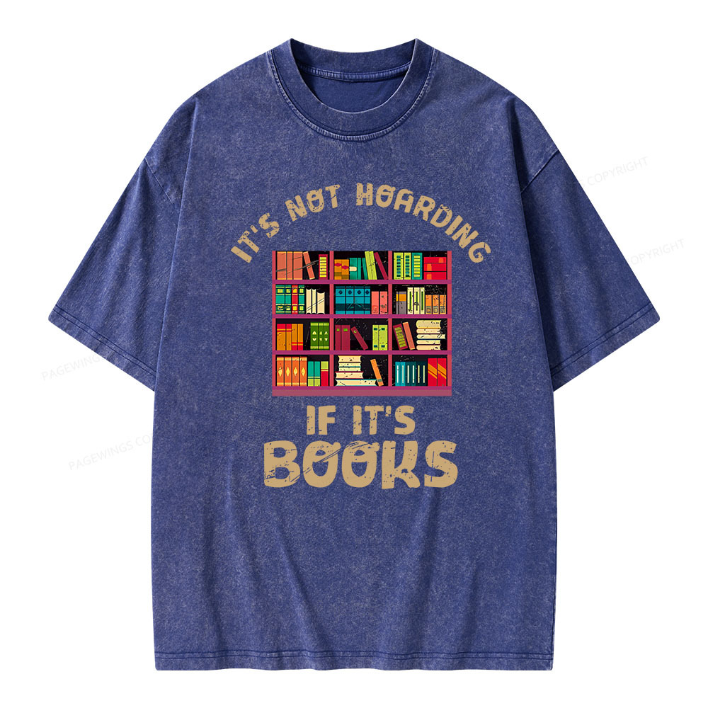 Pagewings Bookshelf Set Of Stacks Of Books Stock Unisex Washed T-shirt