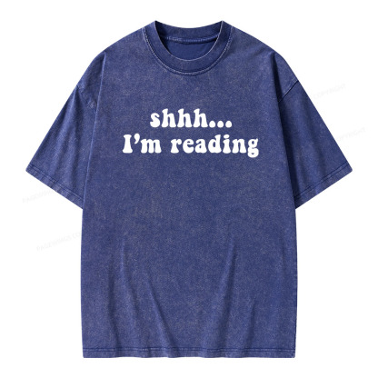 Pagewings Shhh I'm Reading Unisex Washed T-shirt
