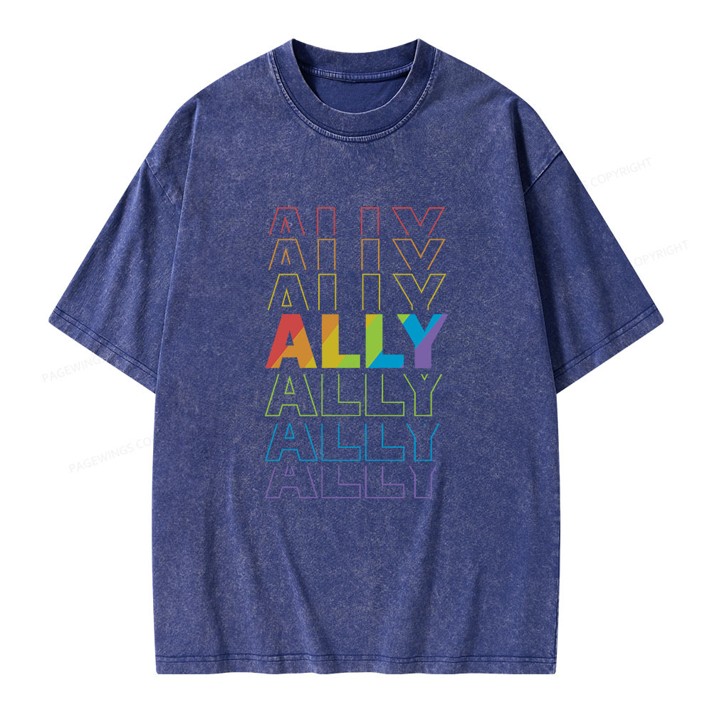Pagewings LGBTQ Ally Unisex Washed T-shirt