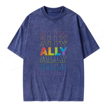 Pagewings LGBTQ Ally Unisex Washed T-shirt