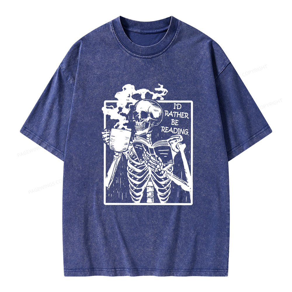 Pagewings I’d Rather Be Reading Unisex Washed T-shirt