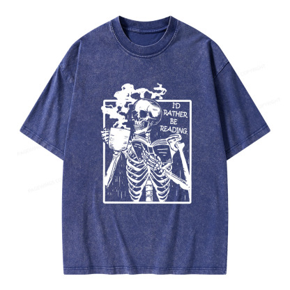 Pagewings I’d Rather Be Reading Unisex Washed T-shirt