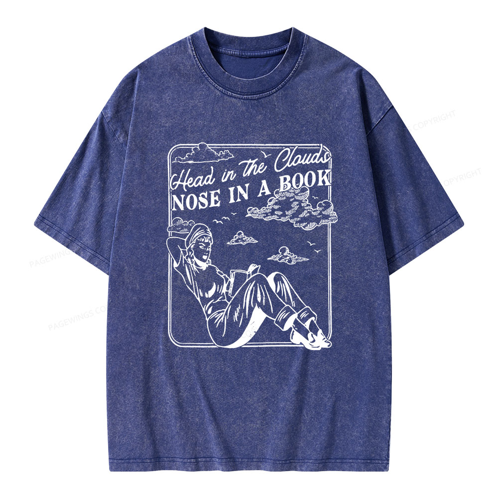 Pagewings Head In The Clouds Nose In A Book Unisex Washed T-shirt