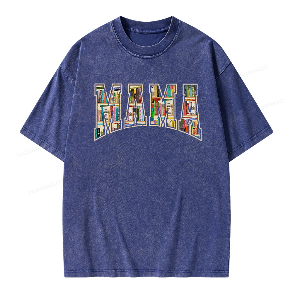 Pagewings About MAMA's Bookshelf Unisex Washed T-shirt