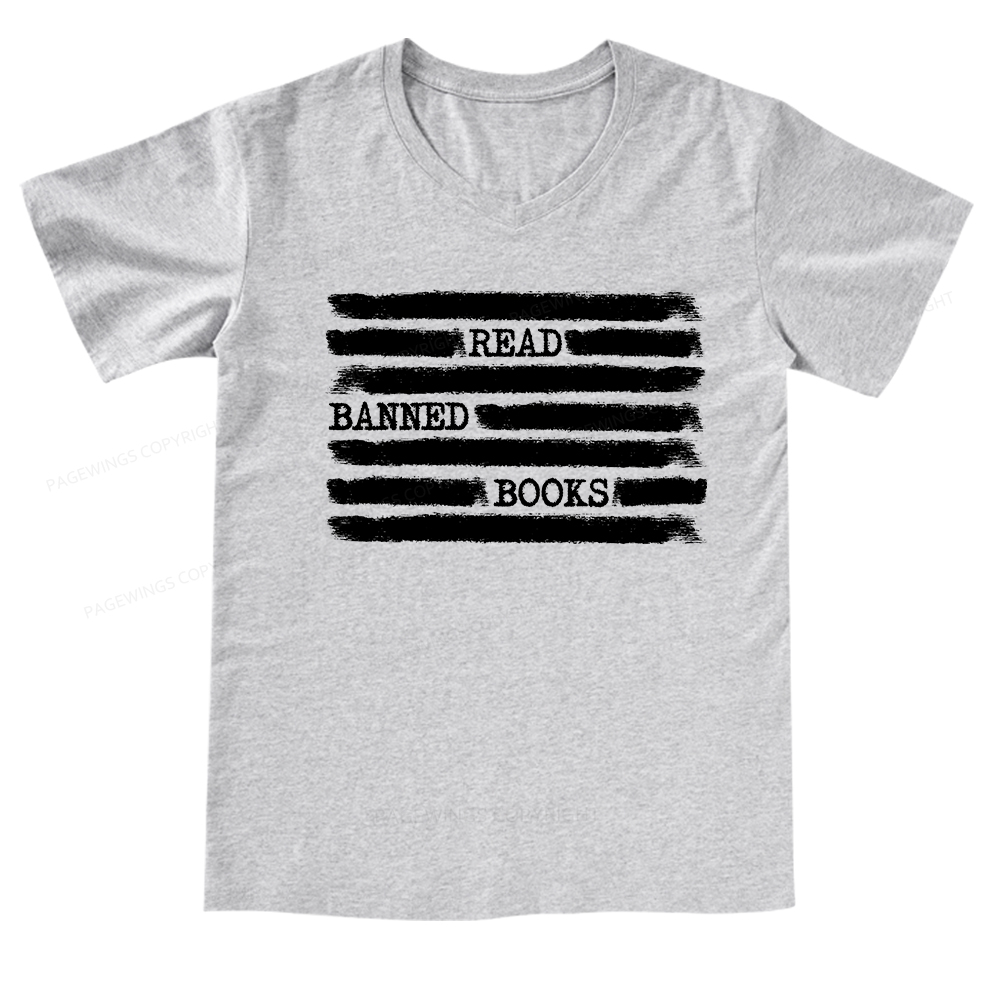 Pagewings Read Banned Books Bookworm Librarian T-Shirt V-neck T-shirt