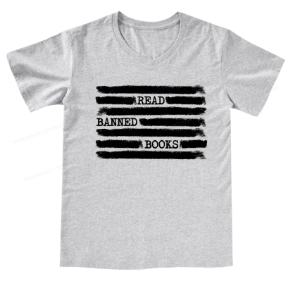 Pagewings Read Banned Books Bookworm Librarian T-Shirt V-neck T-shirt