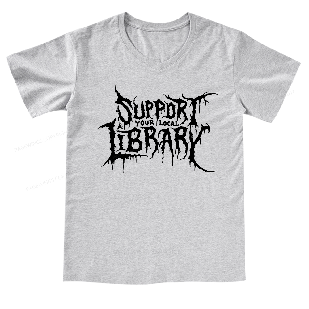 Pagewings Support Your Local Library V-neck T-shirt
