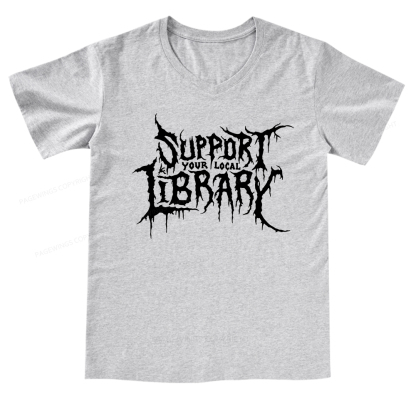 Pagewings Support Your Local Library V-neck T-shirt