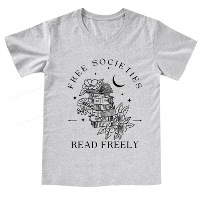 Pagewings Free Societies Read Freely Comfort Colors V-neck T-shirt