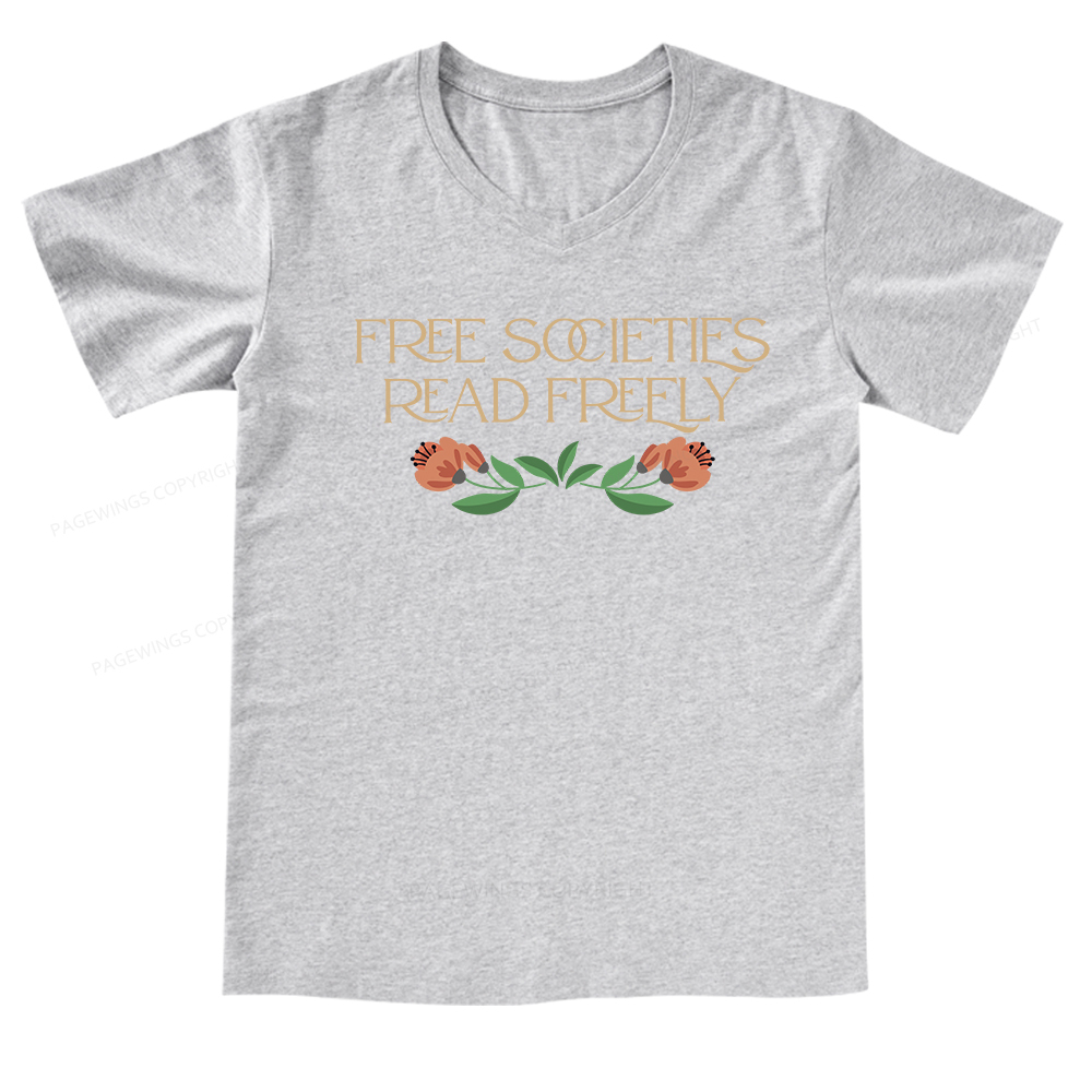 Pagewings Free Societies Read Freely V-neck T-shirt