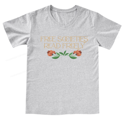Pagewings Free Societies Read Freely V-neck T-shirt