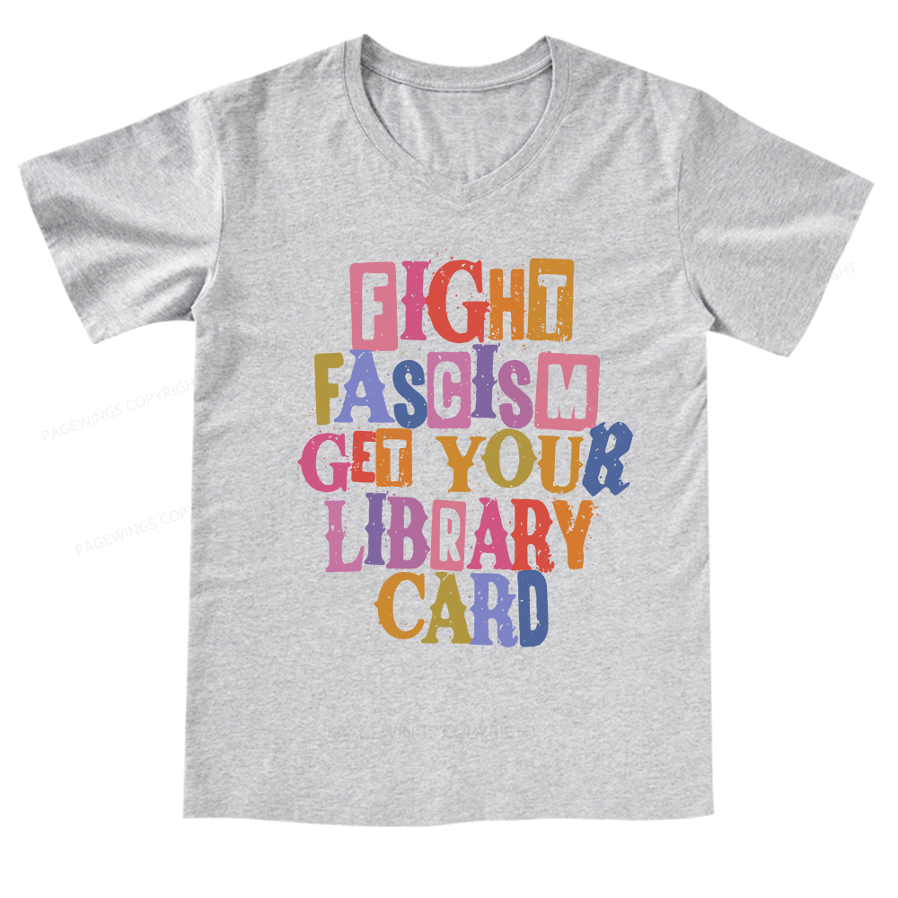 Pagewings Get Your Library Card V-neck T-shirt