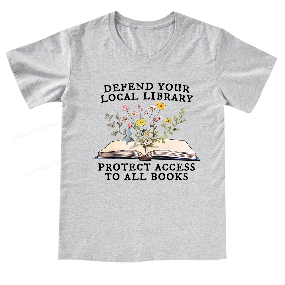 Pagewings Books Save Lives Protect Libraries V-neck T-shirt