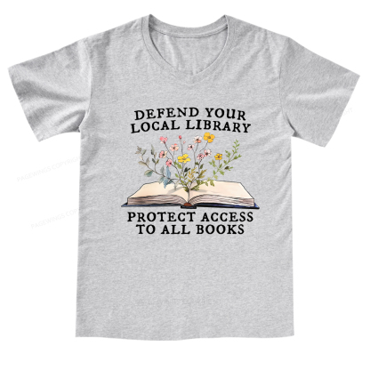 Pagewings Books Save Lives Protect Libraries V-neck T-shirt 