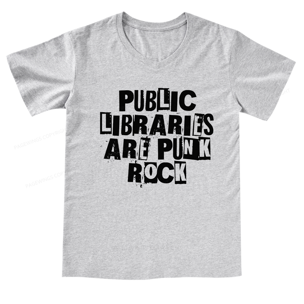 Pagewings Public Libraries Are Punk Rock V-neck T-shirt