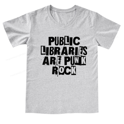 Pagewings Public Libraries Are Punk Rock V-neck T-shirt